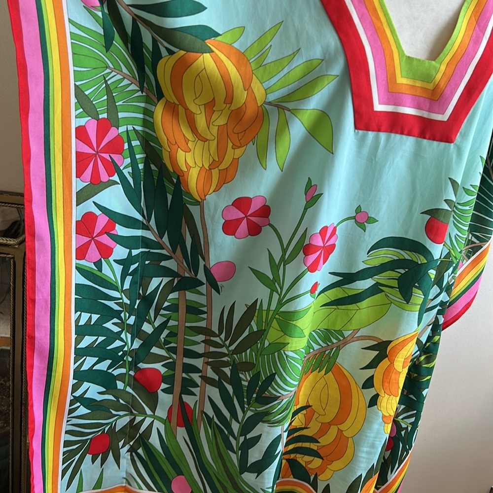 Trina Turk Multicolor Tropical V-Neck Tunic M/L - Picture 4 of 6